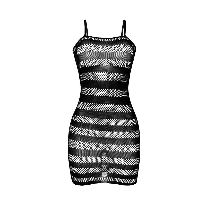 Vestido de Rede Arrastão Elegante com Riscas