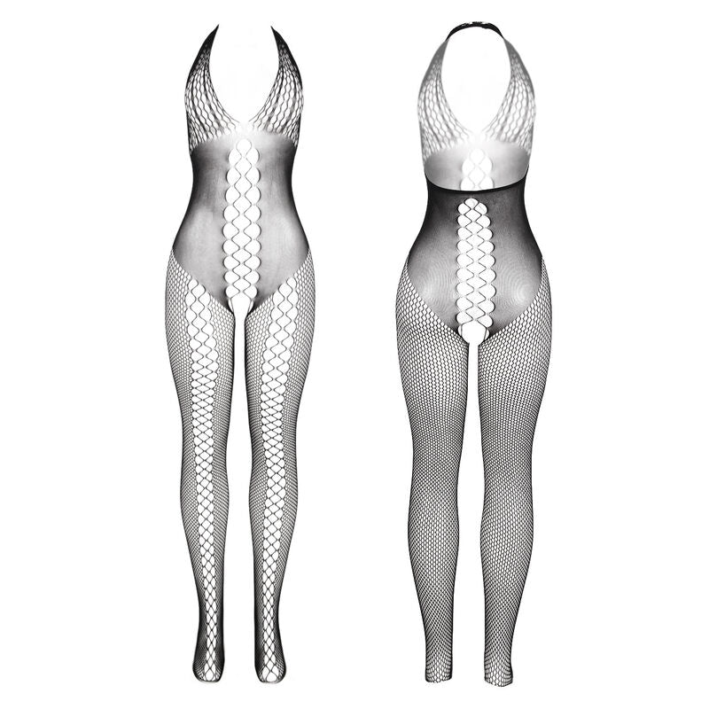 Black Open Back Bodystocking - One Size