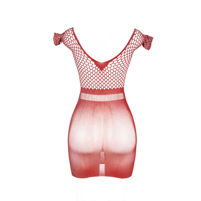 Red Crochet Fishnet Mini Dress