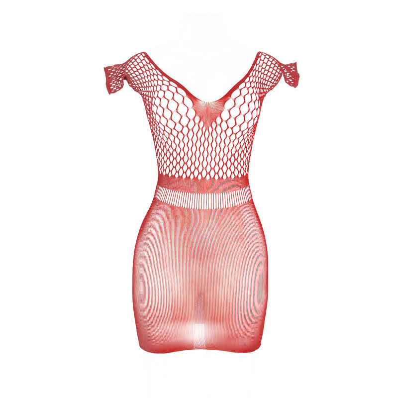 Red Crochet Fishnet Mini Dress