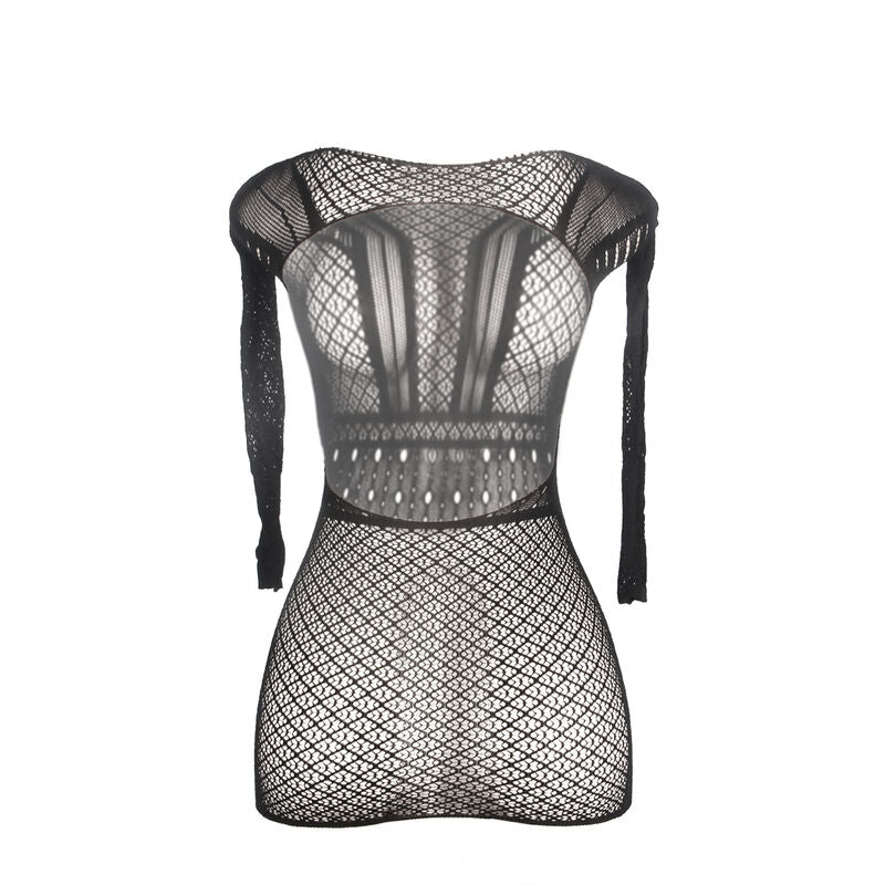 Seductive Backless Fishnet Mini Dress