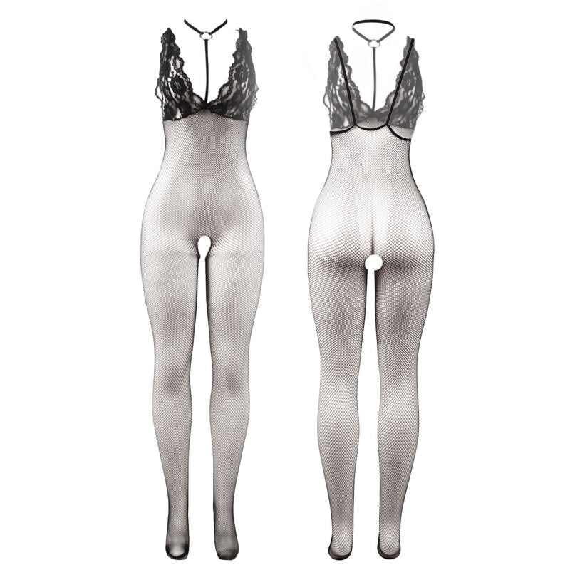 Bodystocking de Rede Preta Sem Fundo