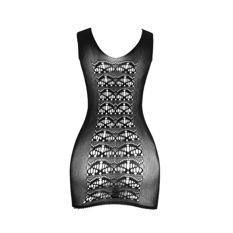 Seductive Black Fishnet Mini Dress