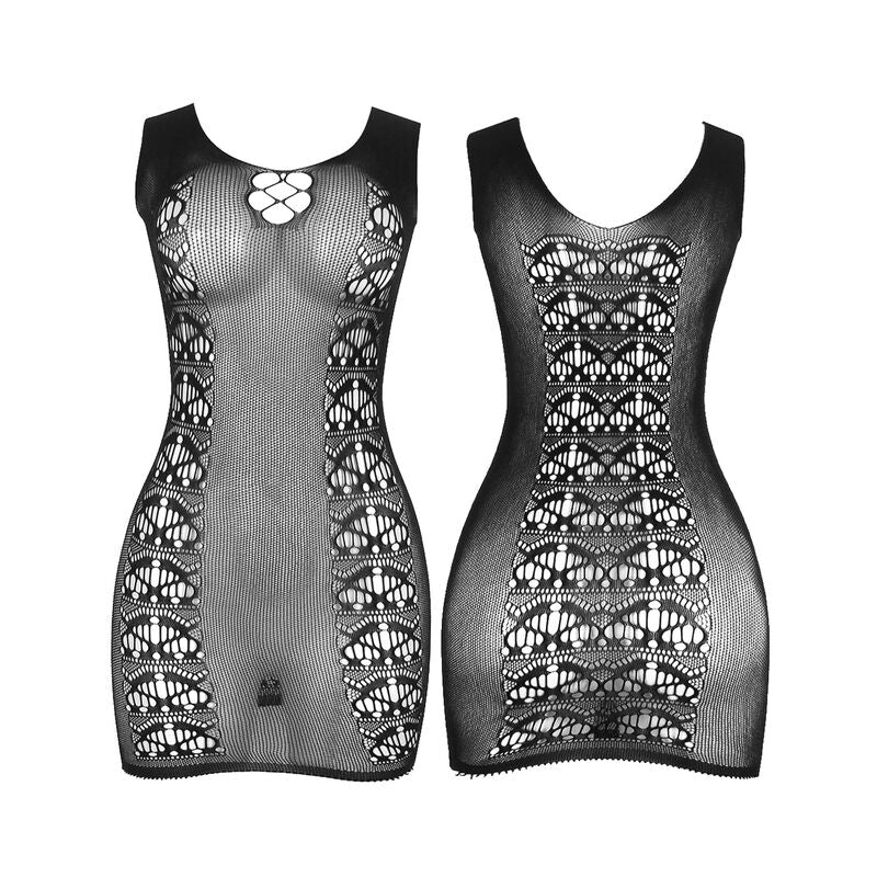 Seductive Black Fishnet Mini Dress
