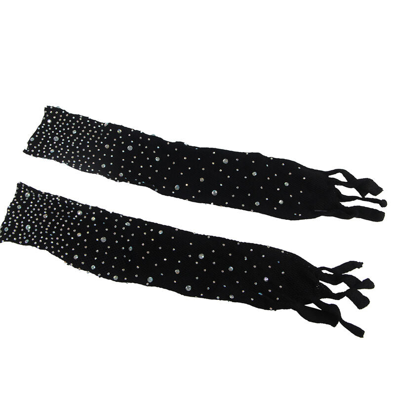 Body de Rede Diamante Preto com Luvas