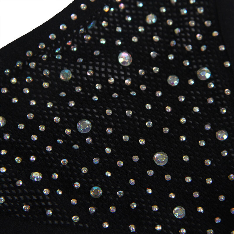 Body de Rede Diamante Preto com Luvas