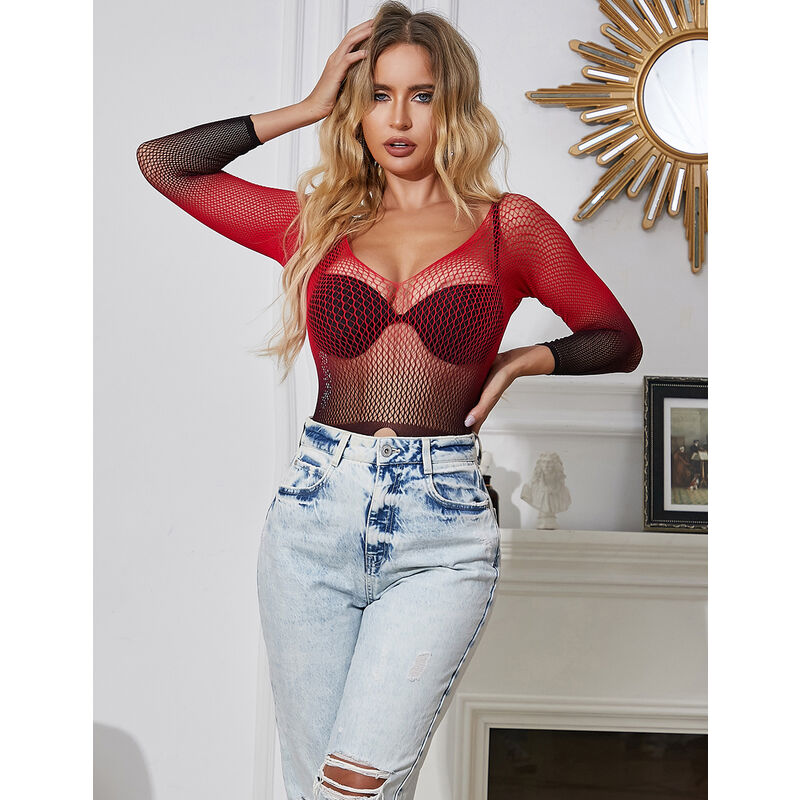 Vestido de Red con Degradado Rojo y Negro