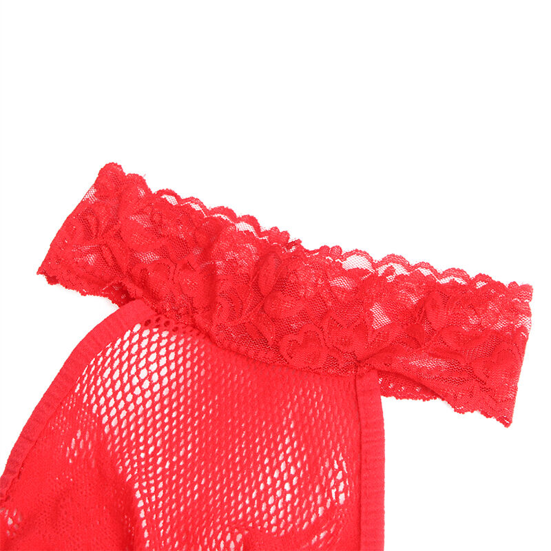 Red Fishnet Crotchless Bodystocking