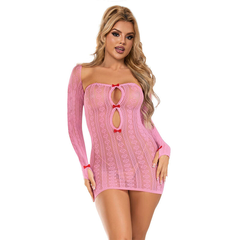Pink Fishnet Dress - One Size