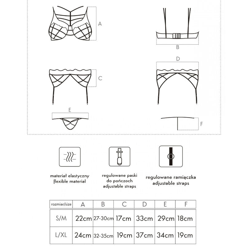 Soledad LC 20217 Bra Panty Garter Set
