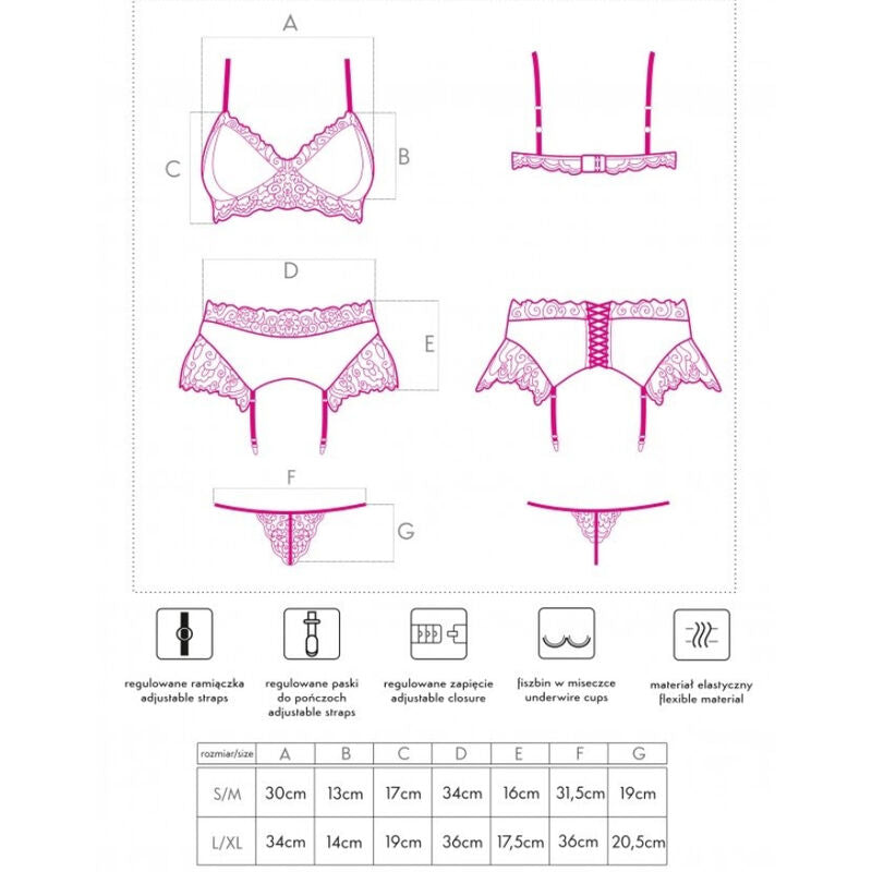 Nahir LC 20214 Bra Panty Garter Set