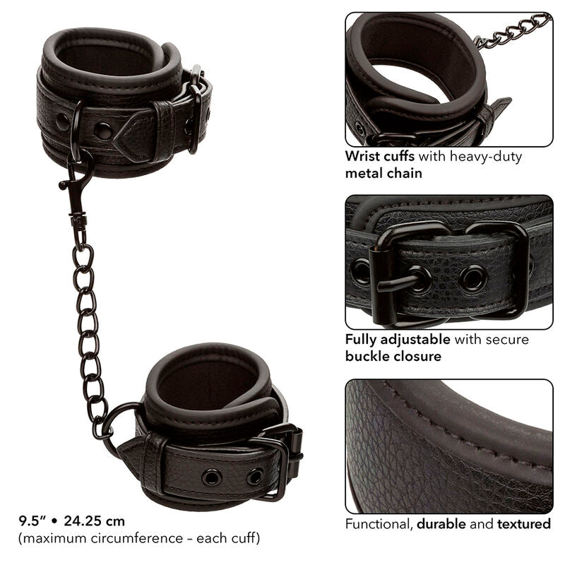 Adjustable Black Leather Wrist Cuffs