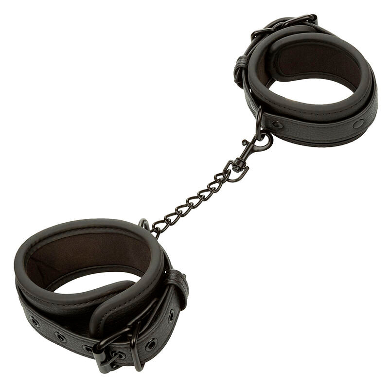 Adjustable Black Leather Ankle Cuffs