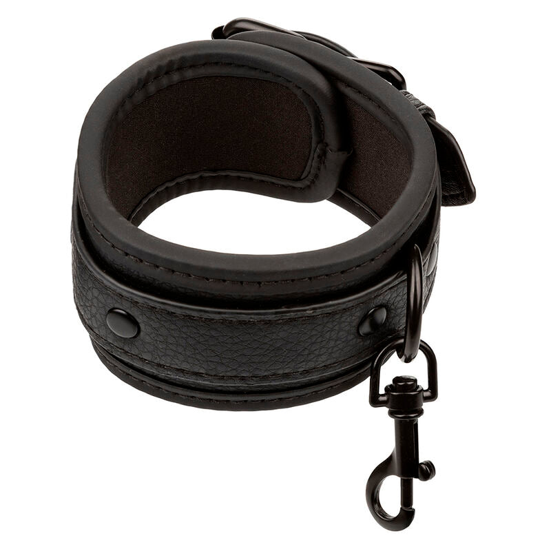 Adjustable Black Leather Ankle Cuffs