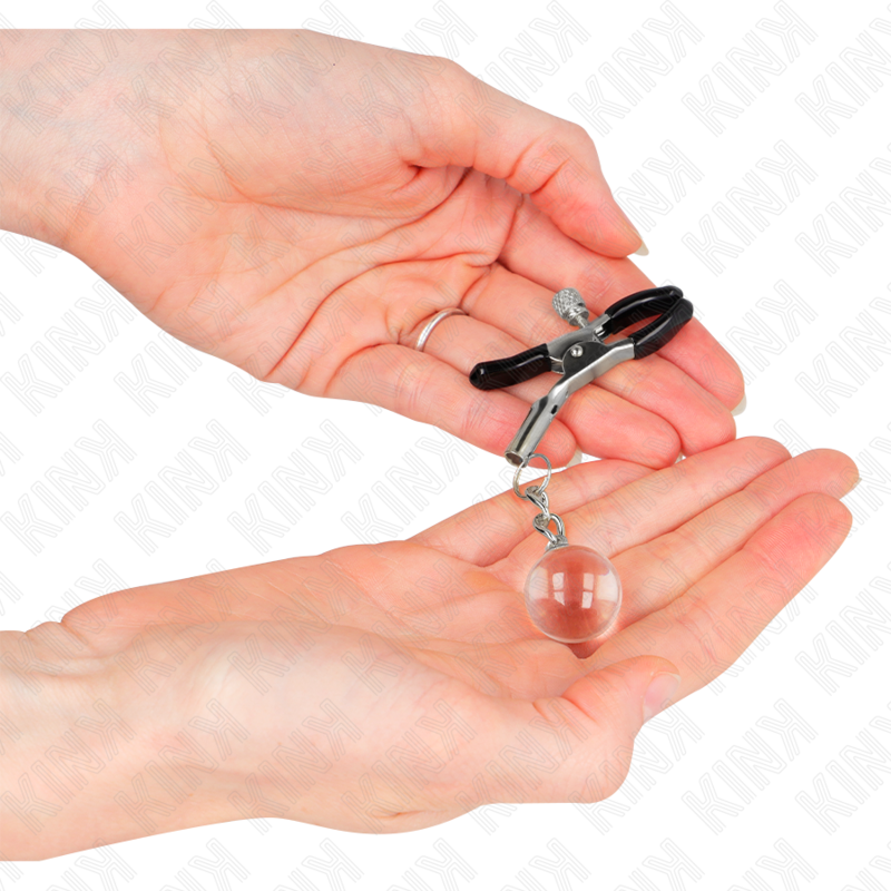Glass Bead Nipple Clamps - Silver 6cm