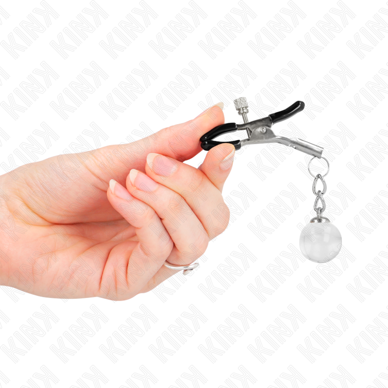 Glass Bead Nipple Clamps - Silver 6cm