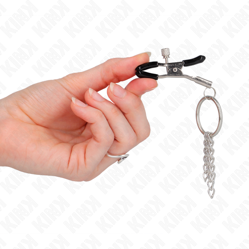 Silver O-Ring Nipple Clamps with Chain