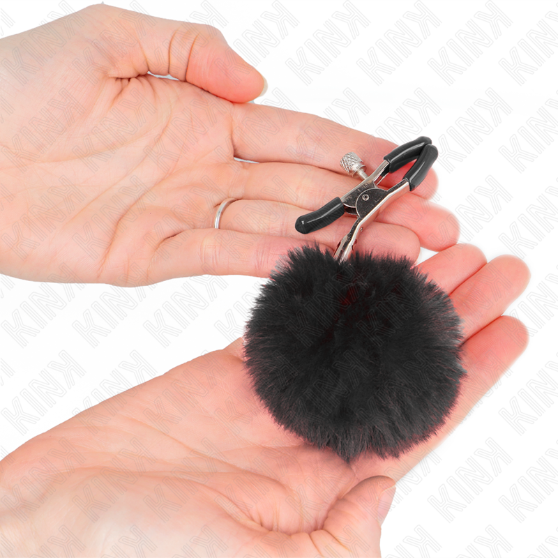 Black Faux Fur Ball Nipple Clamp