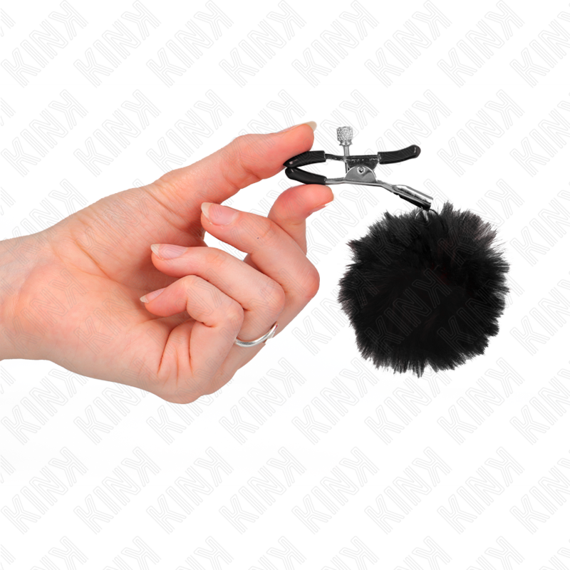 Black Faux Fur Ball Nipple Clamp