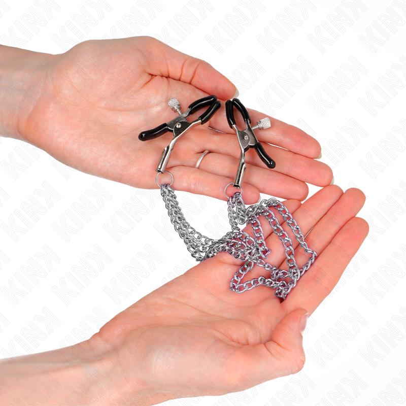 Silver 3-Chain Nipple Clamps 20-28cm