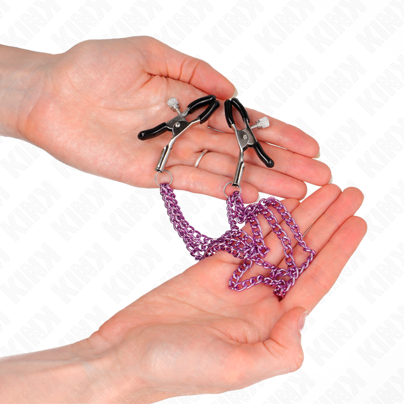 Purple Nipple Clamps With 3 Chains