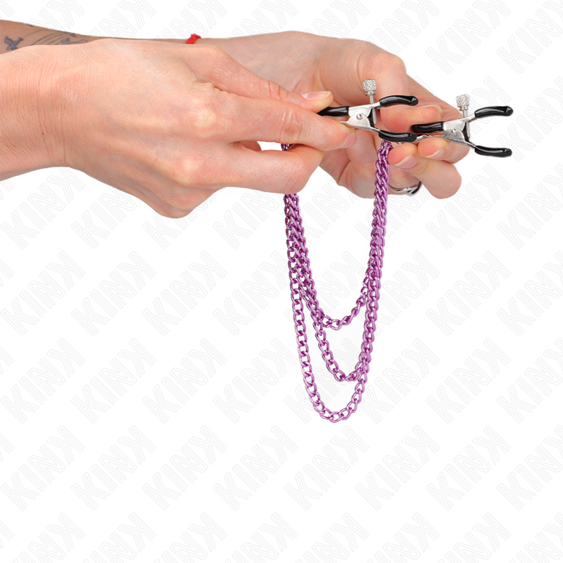 Purple Nipple Clamps With 3 Chains