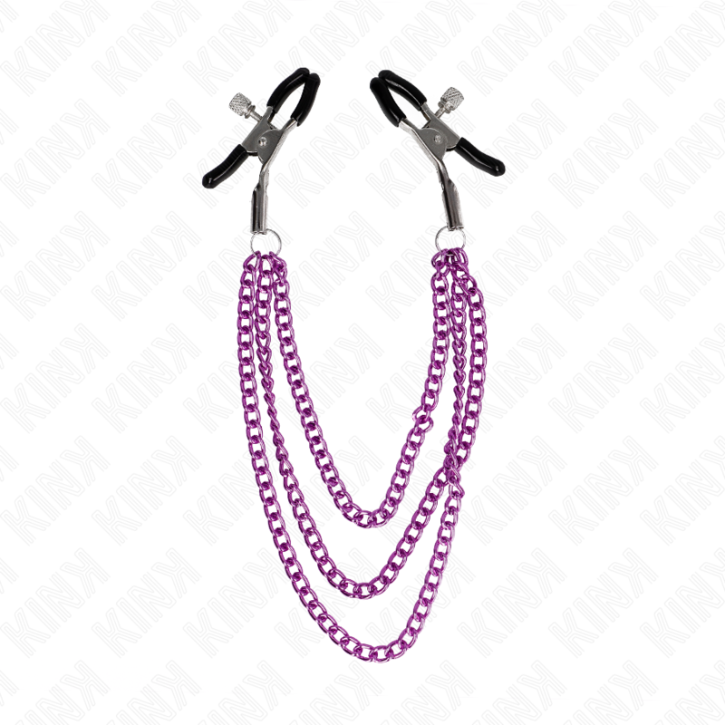 Purple Nipple Clamps With 3 Chains
