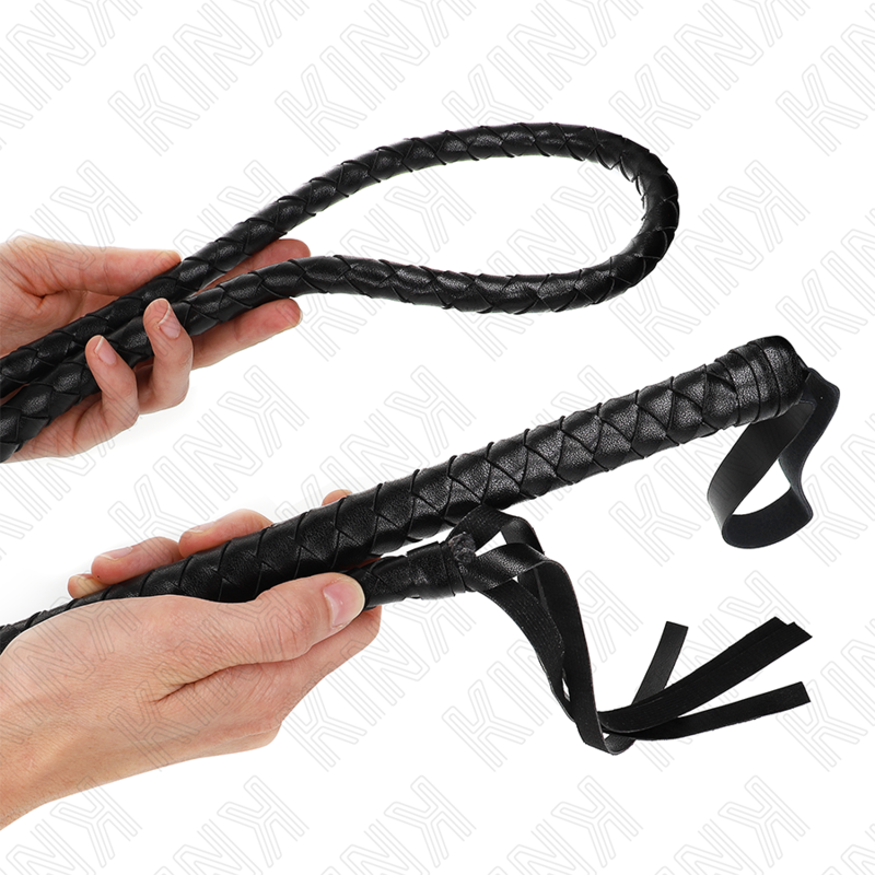 Black Snake Leather Bondage Whip - 210cm