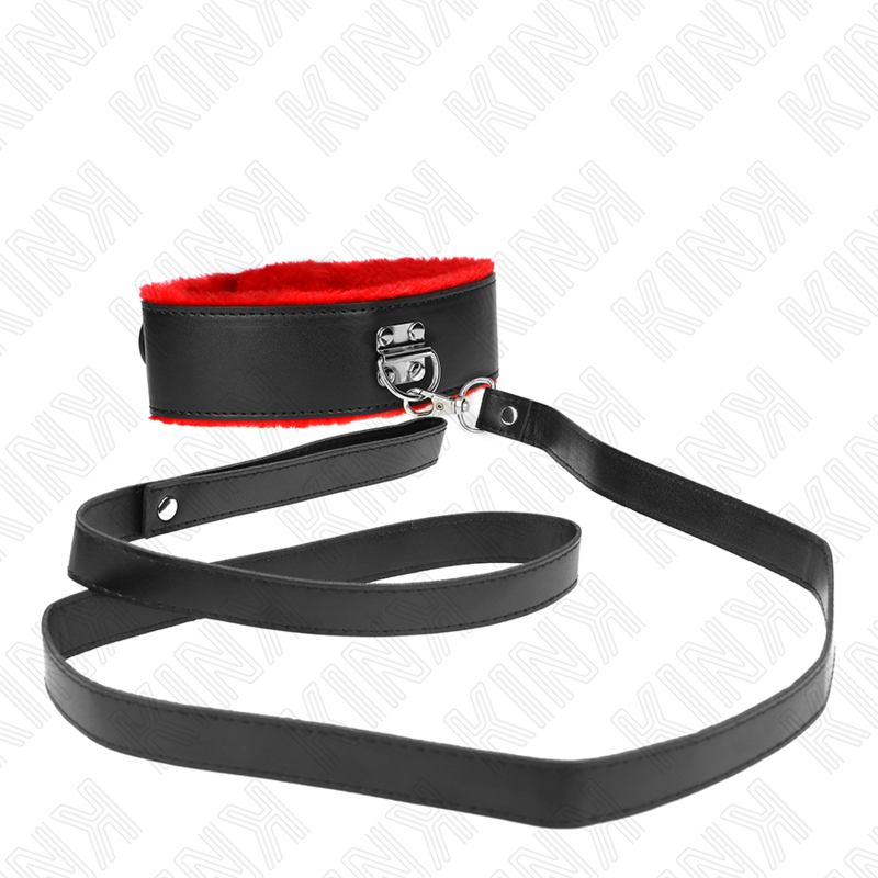 Collar de Cuero Rojo con Correa para Bondage