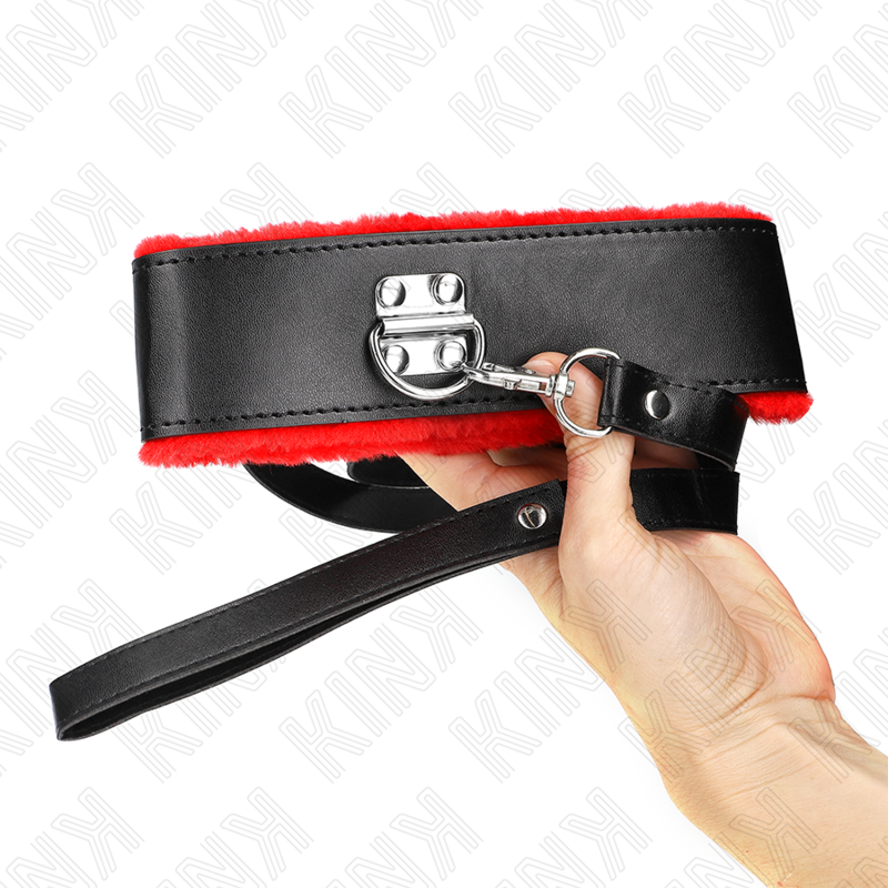 Collar de Cuero Rojo con Correa para Bondage