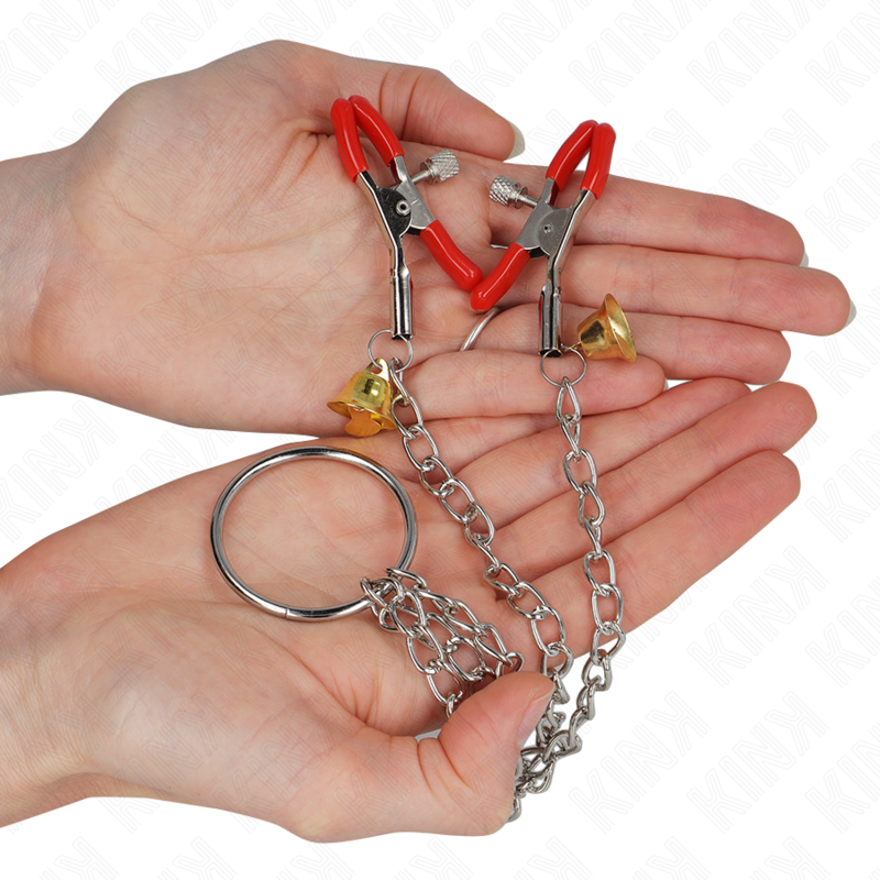 Red Triple Bell Nipple & Clit Clamp Chain