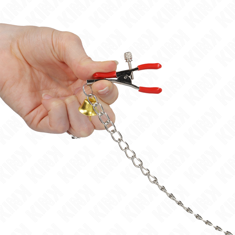Red Triple Bell Nipple & Clit Clamp Chain