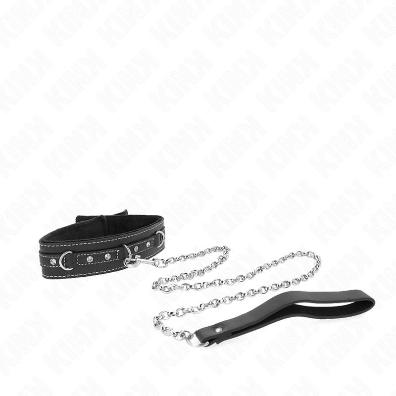 Collar de Bondage de Cuero PVC con Remaches y Pedrería