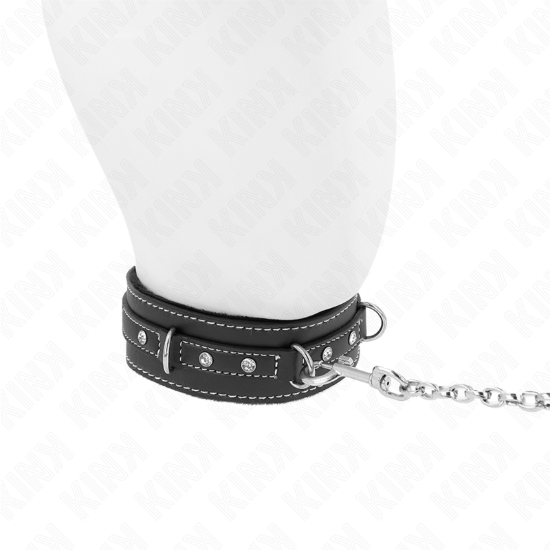 Collar de Bondage de Cuero PVC con Remaches y Pedrería