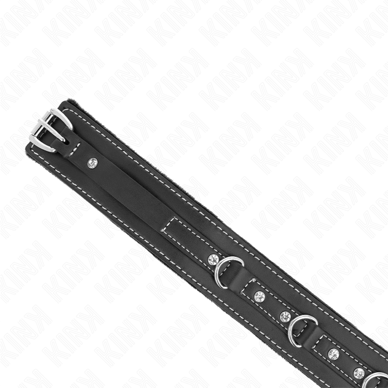 Collar de Bondage de Cuero PVC con Remaches y Pedrería