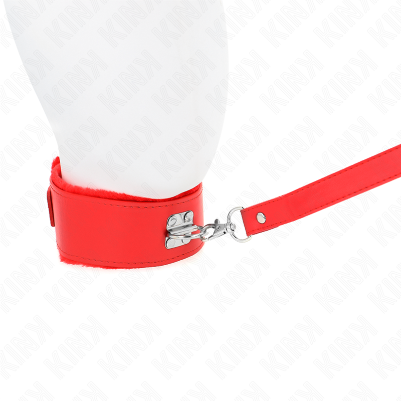 Collar de Bondage Rojo con Correa Tachonada