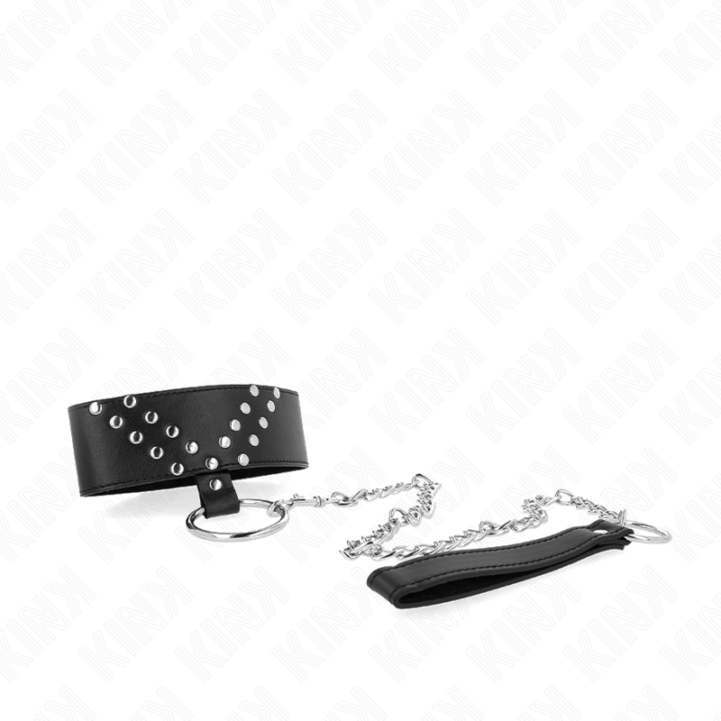 Adjustable Rivet Bondage Collar with Leash