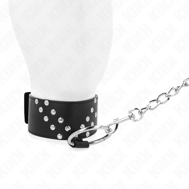 Adjustable Rivet Bondage Collar with Leash