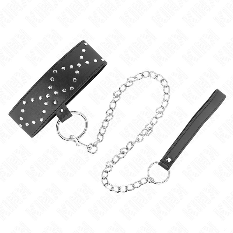 Set de Collar con Tachuelas Plateadas y Correa Modelo 3