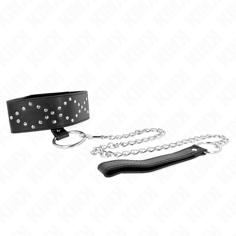 Set de Collar con Tachuelas Plateadas y Correa Modelo 3