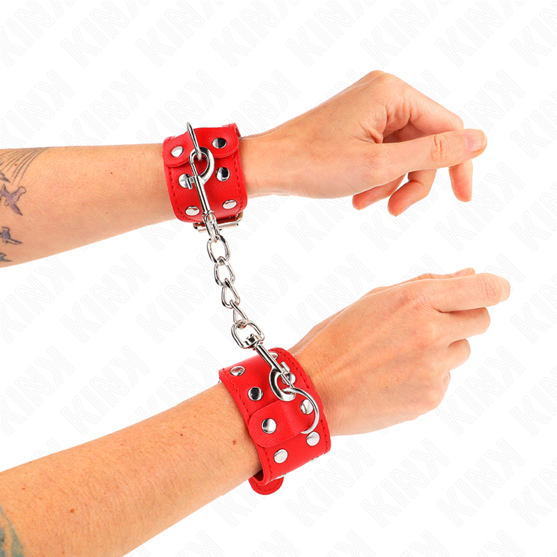 Adjustable Double Studded Red Wristbands
