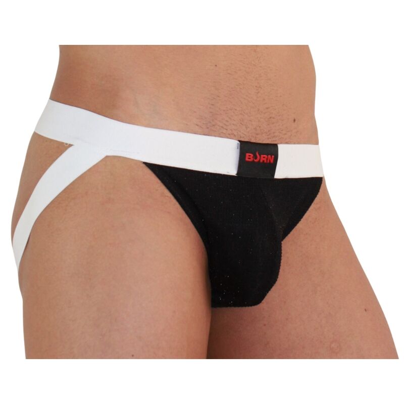 004 Jock Shiny Black/White Lingerie