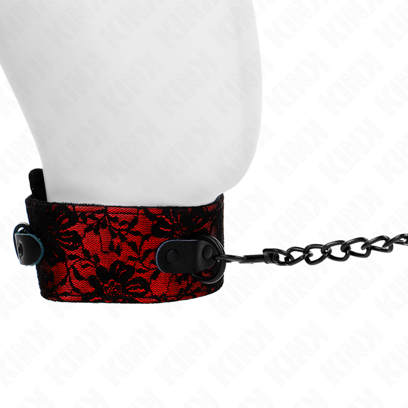 Collar de Bondage de Cuero y Encaje con Cinturón 105cm