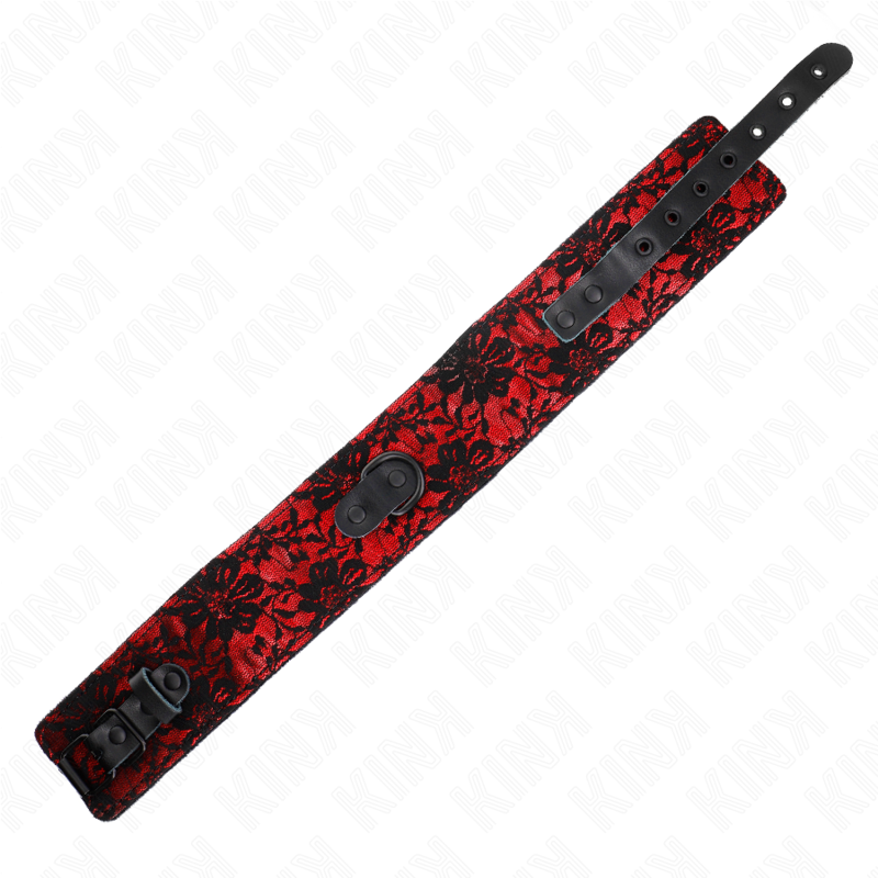 Collar de Bondage de Cuero y Encaje con Cinturón 105cm