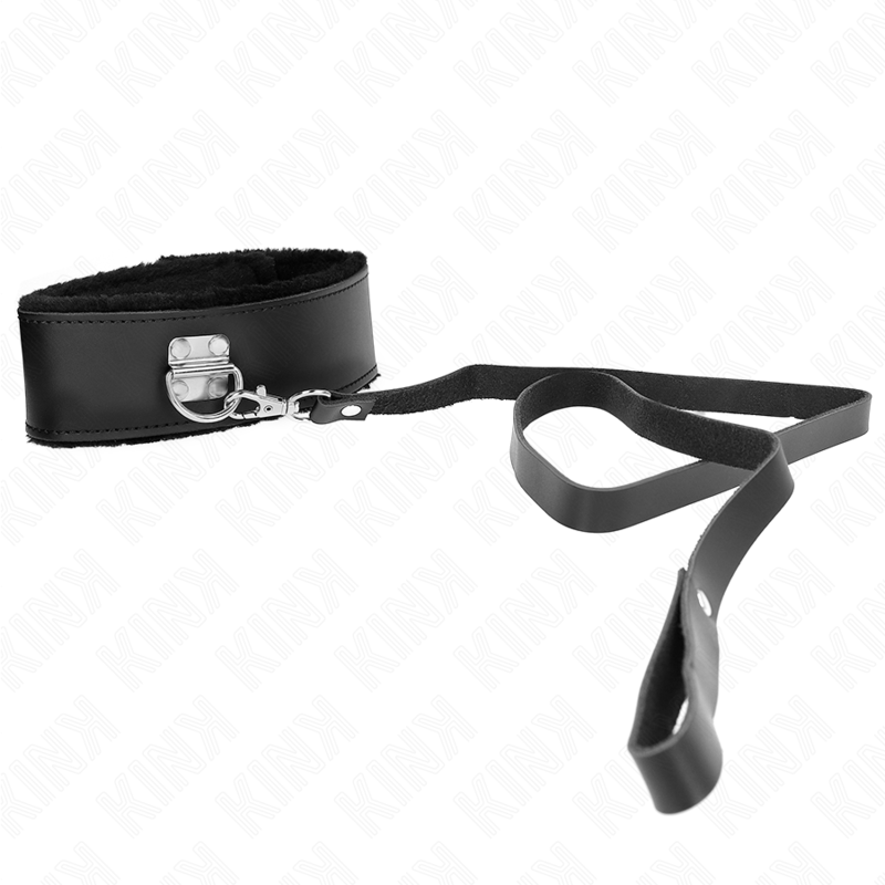 Black Leather Bondage Collar With Leash