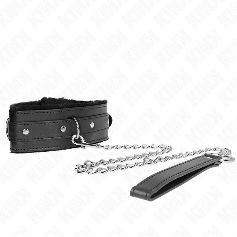 Black Bondage Collar With Leash (65cm)