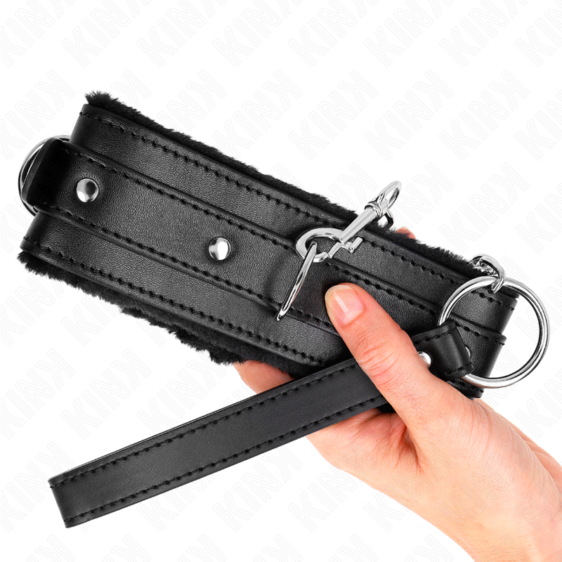 Black Bondage Collar With Leash (65cm)