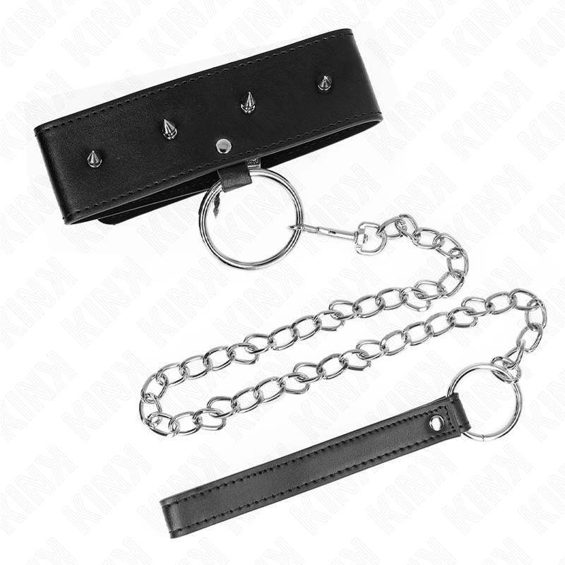 Adjustable Silver Studded Collar & Leash