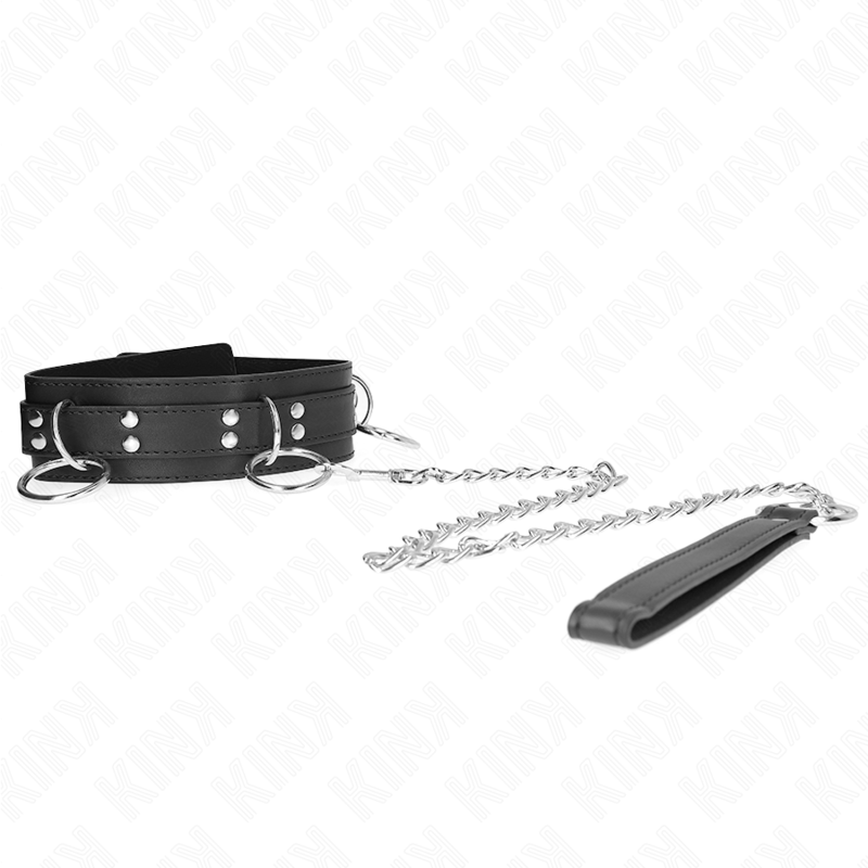 3 Ring Slavery Collar With 80cm Strap