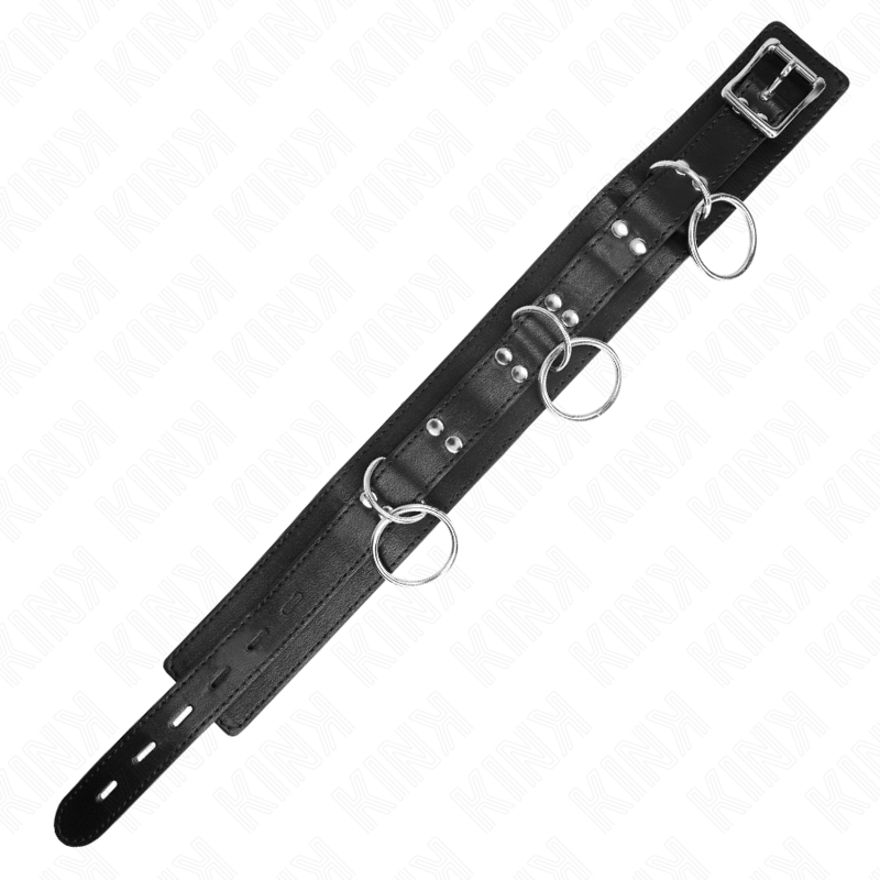 3 Ring Slavery Collar With 80cm Strap